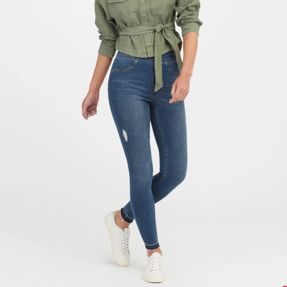 SPANX Distressed Ankle Skinny Jeans